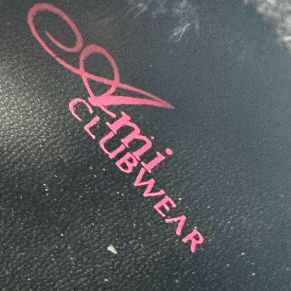 AMI CLUBWEAR Size 11 Black Faux Suede Over The Knee Chunky Shiny Gold Heel Boots - Picture 3 of 7